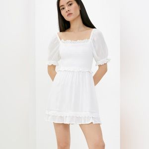 Topshop White Smocked Mini Dress